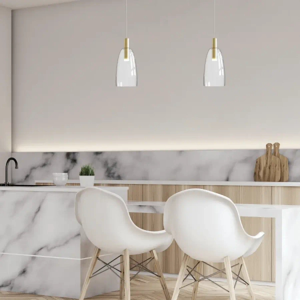 Ledowa wisząca lampa 1966 LED 7W 3000K szklana do jadalni złoty