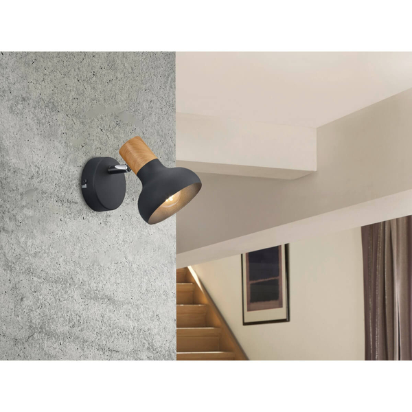 Regulowana lampa ścienna PYRION DL032-81521 czarny drewniany