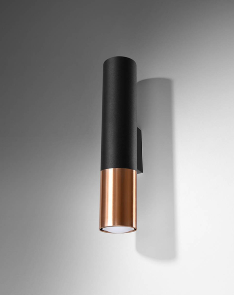 Modernistyczna LAMPA ścienna SL.0944 metalowa OPRAWA loftowy kinkiet tuba czarna miedź