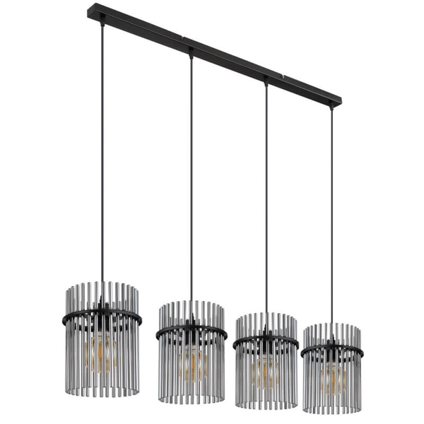 Wisząc lampa nad stół GORLEY 15698-4H szklana loft czarna przydymiona