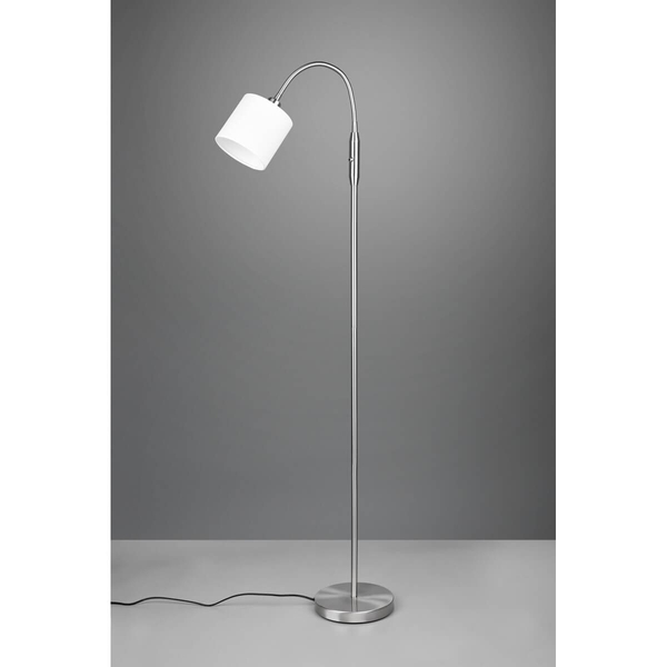 Regulowana lampa podłogowa IKERIS DL001-46331 do czytania srebrny biały
