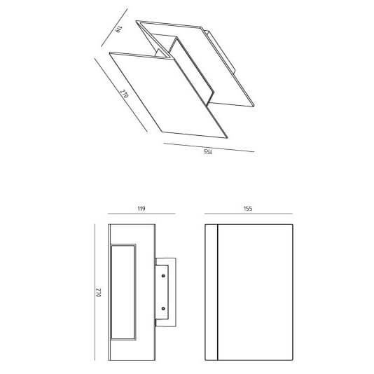 Prostokątna lampa ścienna Swindon LED 15W kinkiet czarny