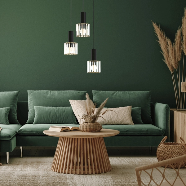 Lampa wisząca Cristal MLP8362 kaskada nad stół czarna złota