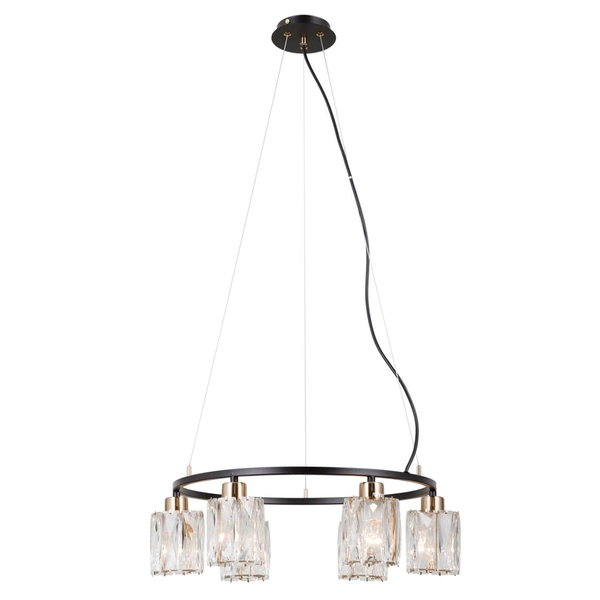 Lampa wisząca nad stół Simona PND-40814-6-BK-HBR czarny złoty przezroczysty