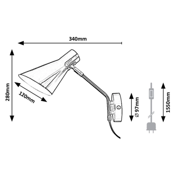 Regulowana LAMPA ścienna ALFONS 4504 Rabalux metalowy kinkiet do sypialni czarny