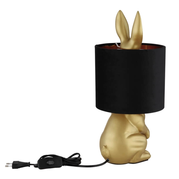 Dziecięca lampka nocna Rabbit 21633G królik z abażurem złoty czarny