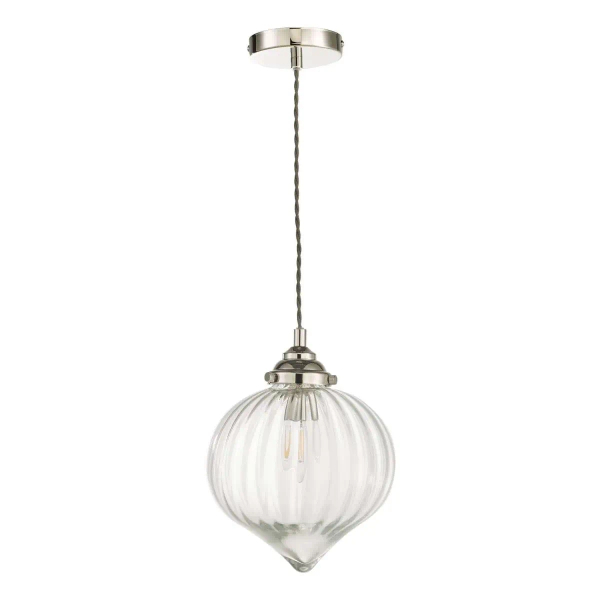 Szklana wisząca lampa Mya MYA0138 do salonu nad stół nikiel