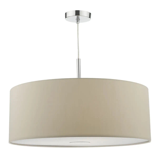 Okrągła wisząca lampa Ronda RON1729 tuba tkaninowa beżowa