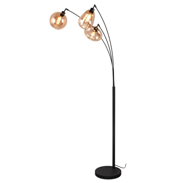 Loftowa lampa stojąca VESTARI DL313417000 do salonu kule czarna bursztynowa