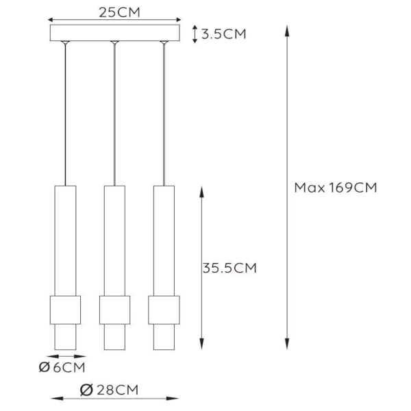 Wisząca lampa tubki MARGARY 24402/15/30 Lucide LED 12,9W 2700K czarny