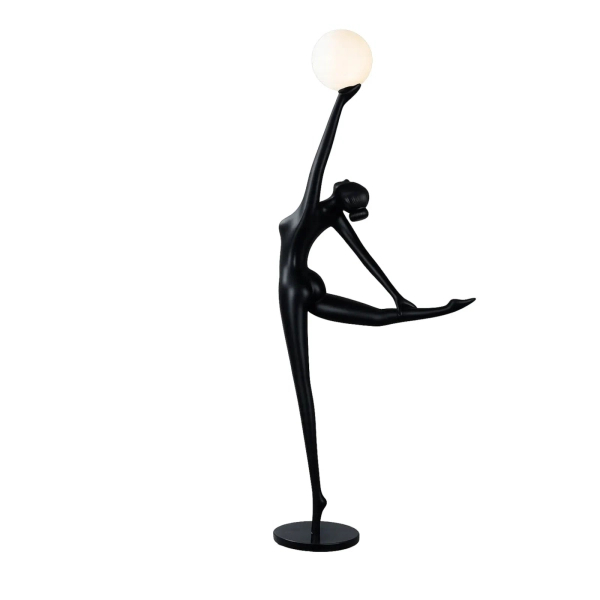 Podłogowa lampa czarna WOMAN BALLERINA 1xE27 kula biała designerska F9221