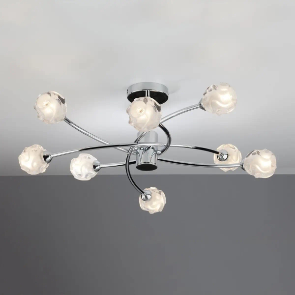 Industrialny plafon sufitowy kule SEATTLE satynowy chrom metalowy szklany 8p G9 SEA0850