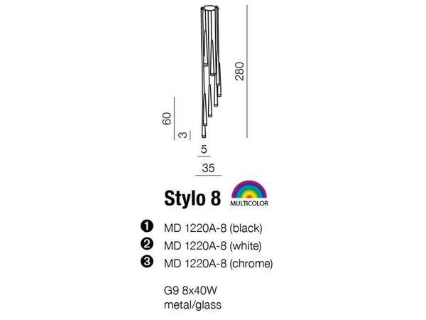 Wiszący żyrandol metalowy Stylo do sypialni nad łóżko chrom
