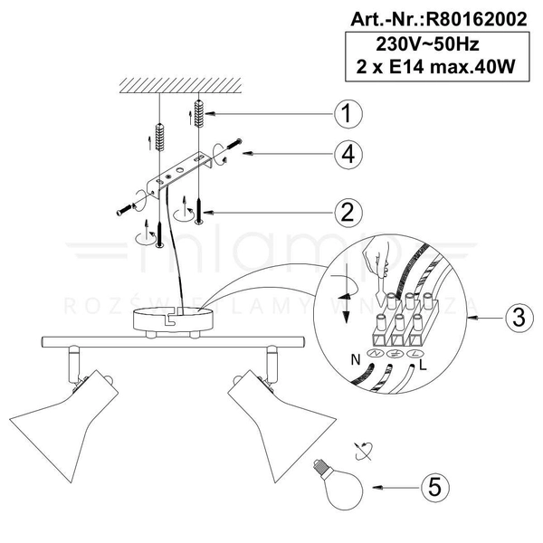 LAMPA sufitowa NINA R80162002 RL Light reflektorowa OPRAWA ścienna listwa loft czarna