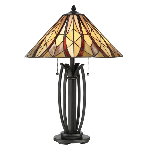 Stołowa lampka witrażowa Victory QZ-VICTORY-TL tiffany brązowa kolorowa