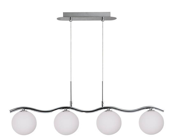 Pokojowa lampa wisząca Ramon szklana ball chrom biała