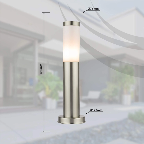 Stojąca lampa ogrodowa Boston 3158 Globo tuba IP44 stalowa srebrna