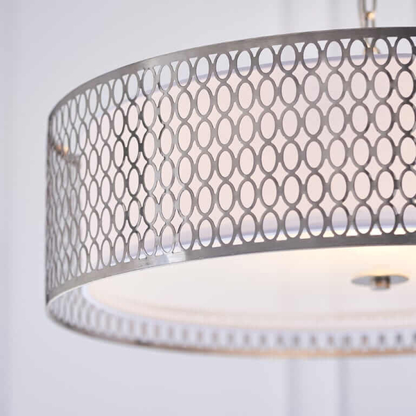 Metalowa lampa wisząca Cordero 81969 Endon nikiel biała srebrna