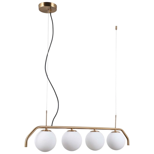 Loftowa LAMPA wisząca CARIMI PND-3300-4-HBR Italux metalowa OPRAWA szklane kule ZWIS mosiądz biały