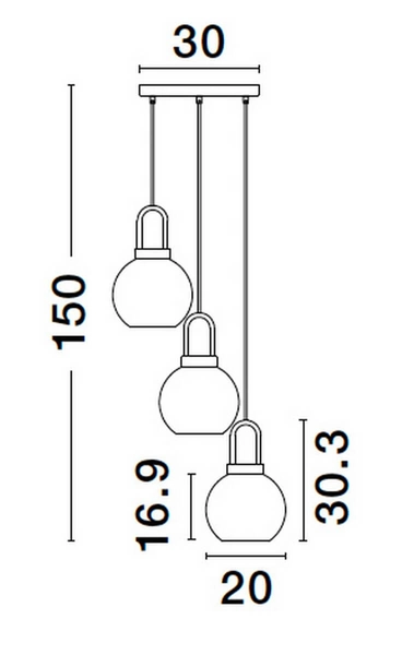 3-płomienna lampa wisząca Banes pokojowa złota przezroczysta