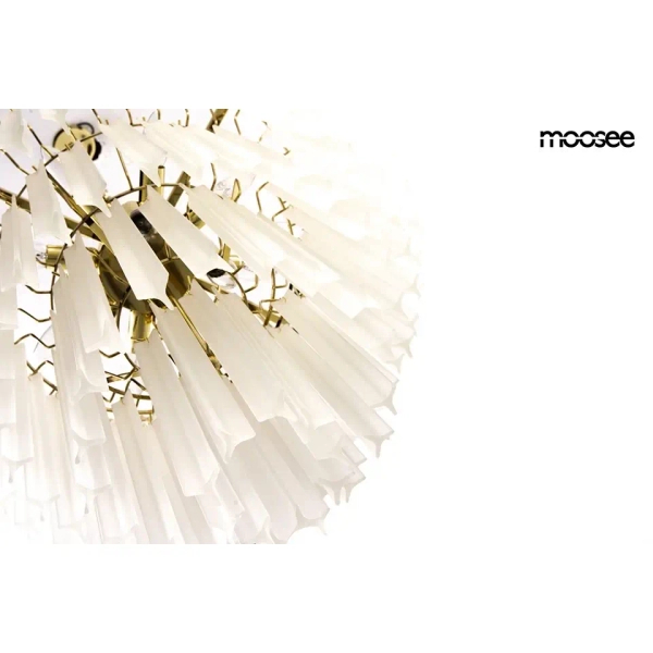 Łańcuchowa wisząca lampa GORDON biała złota MSE1501100562 12xE14 do salonu