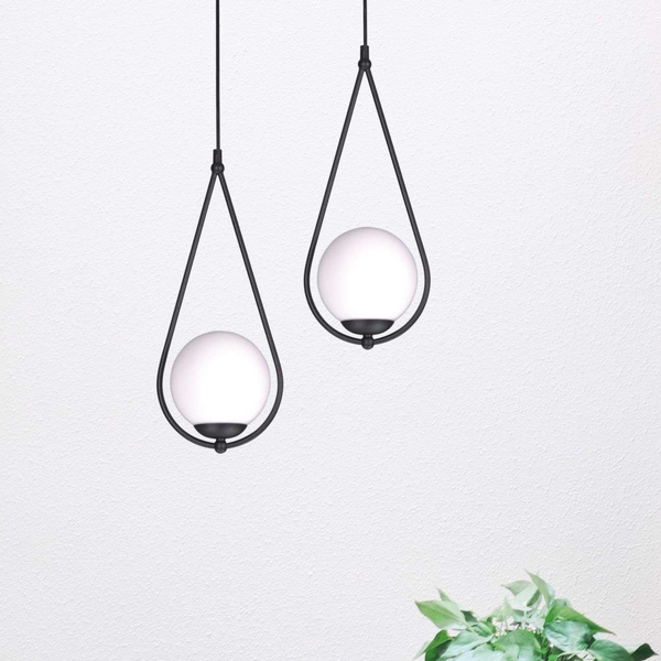 Modernistyczna LAMPA kropla Neve K-4771 Kaja wisząca OPRAWA kule ball ZWIS na listwie czarna biała