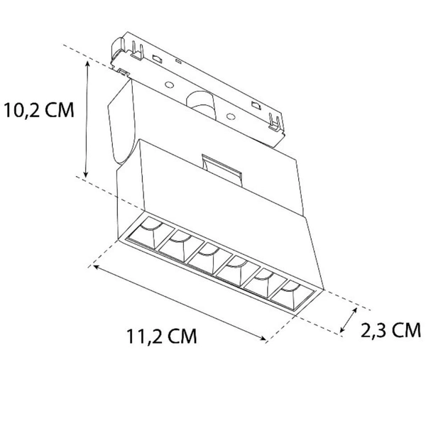 Łamana lampa szynowa magnetyczna 3-fazowa 482 Domeno LED 6W 3000K czarna