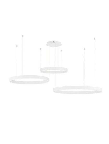 Biała lampa wisząca JACA LE42766 LED 143W 3000K rings do sypialni