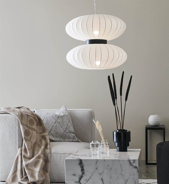 Modernistyczna lampa wisząca Daburu 108113 Markslojd tekstylna biała