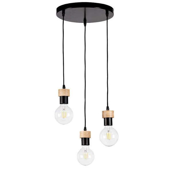 Lampa wisząca CLARTE 3271304R loftowa zwis kaskada drewno czarna