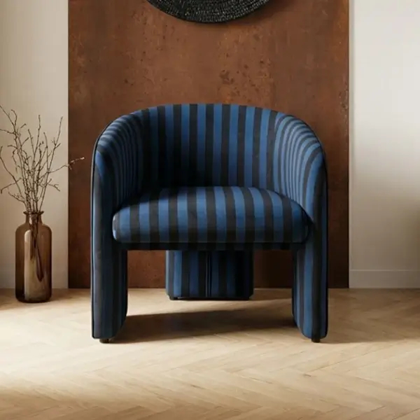 Niebieski fotel wypoczynkowy JOLIE MM001501100360 czarny tkaninowy 72cm