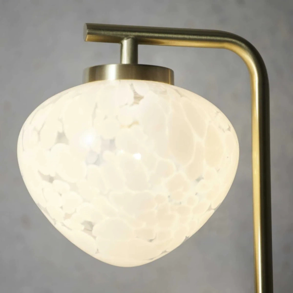 Stołowa lampka glamour  L&-198817 metalowa szklana biała mosiądz