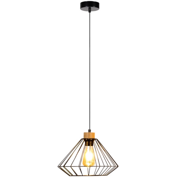 Industrialna lampa wisząca RAQUELLE 187119104 druciany czarny drewno