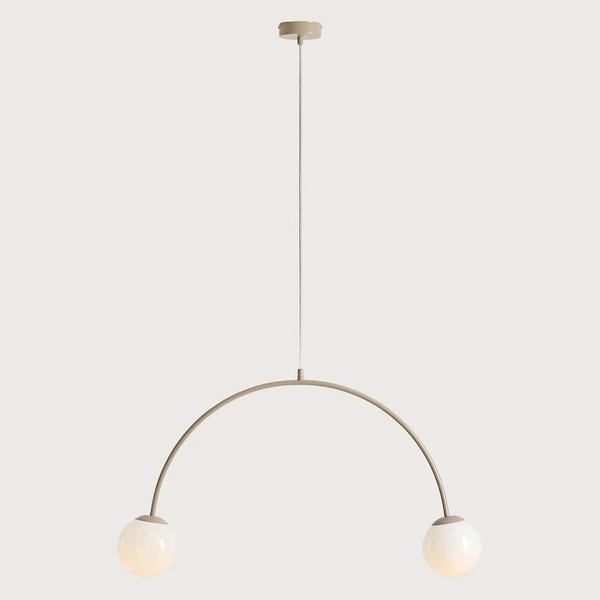 Salonowa lampa zwisowa Una 1116H17 Aldex kulista podwójna beżowa