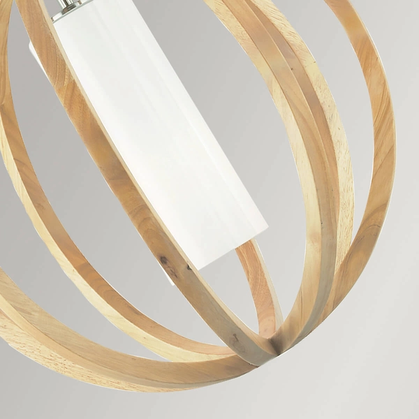 Wisząca lampa drewniana Allier FE-ALLIER-P-S-LW Feiss okrągła brązowa