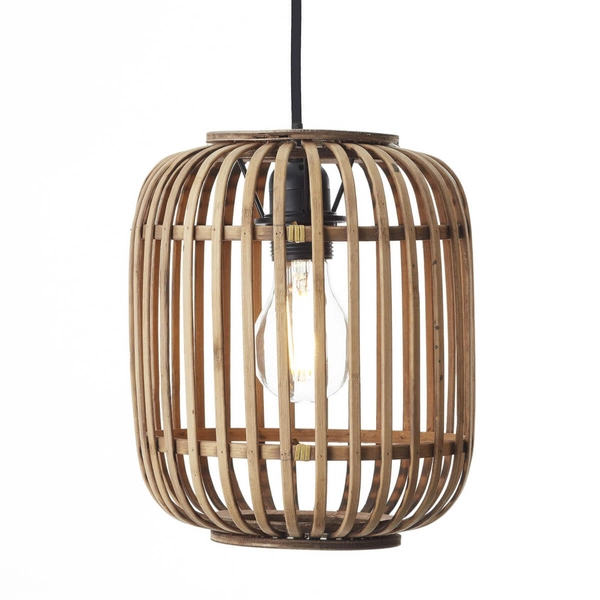 Potrójna lampa wisząca tuba Woodrow 93778/20 bambusowa beżowy czarny