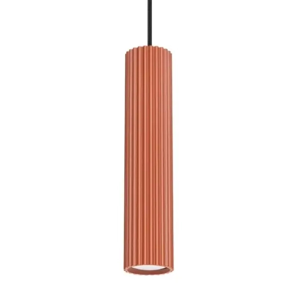 Podłużna lampa wisząca KARBON SL.1630 tuba ryflowana terakota