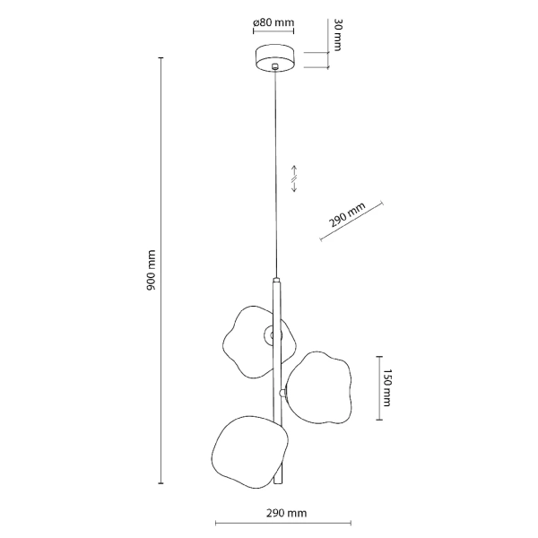 Potrójna wisząca lampa Lava Brown 11036 szklane kule brązowy