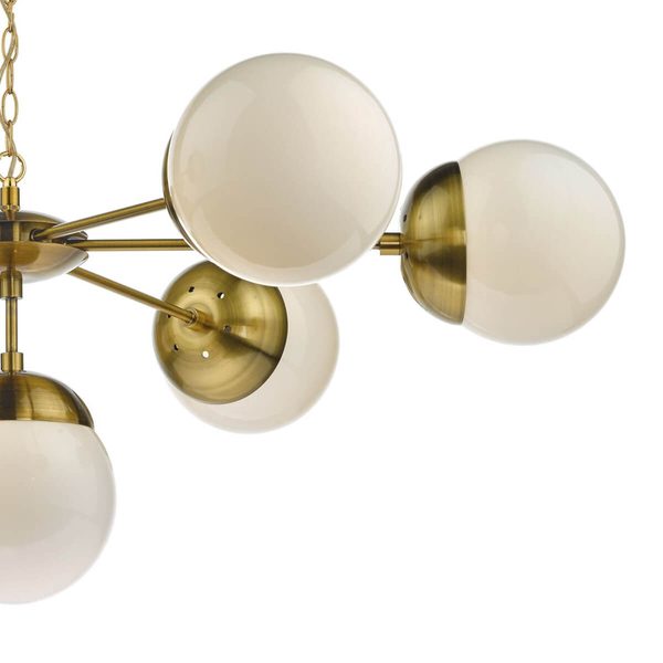 Lampa wisząca Bombazine BOM3435 Dar Lighting molekuły szklane białe mosiądz