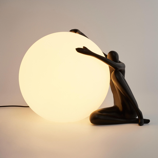 Stolikowa lampa WOMEN ST-6020-A black Step kula ball szklana biała czarna