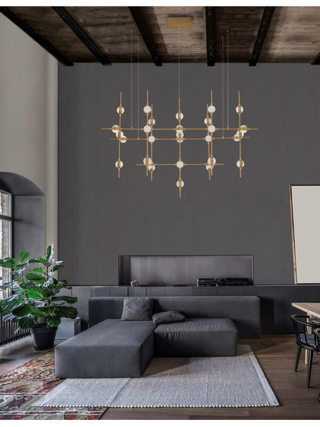 Pokojowy żyrandol designerski Azul sticks LED 72W 3000K złote