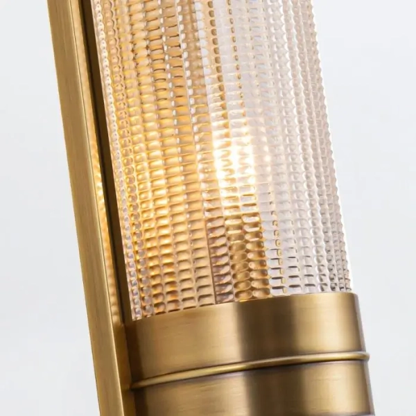 Liniowy kinkiet do jadalni Williard QN-WILLARD-2WB-VBS-PG szklany mosiądz