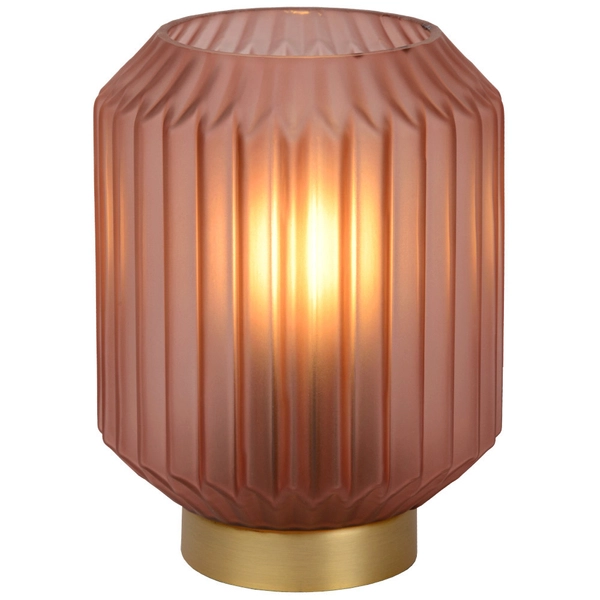 Stojąca LAMPA stołowa SUENO 45595/01/66 Lucide nocna LAMPKA szklana loftowa złota różowa