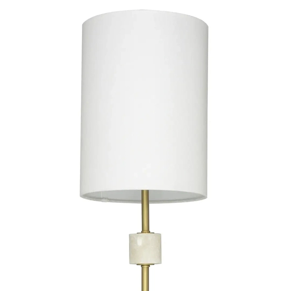 Stołowa lampka Bari T01040BR-WH tuba abażur do gabinetu mosiądz biała