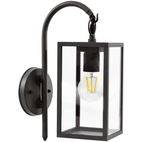 Zewnętrzna LAMPA ścienna MALMO 309174 Polux elewacyjna OPRAWA ogrodowa KINKIET klatka outdoor IP44 grafitowa przezroczysta