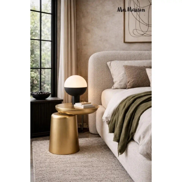 Drewniany stolik kawowy ELIAS MM001501100320 złoty 35cm do salonu