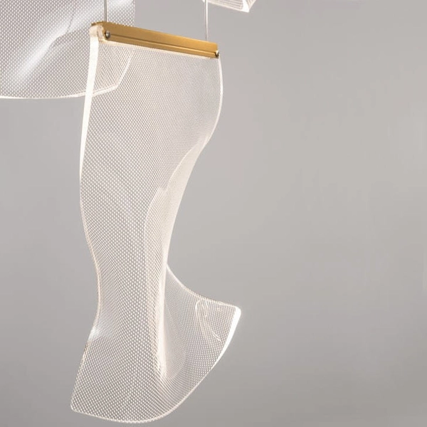 Wisząca LAMPA modernistyczna CALI LE41371 Luces Exclusivas metalowa OPRAWA kaskada ZWIS LED 39W 3000K falujący złoty