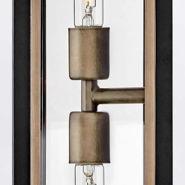 Ogrodowa lampa ścienna Shaw QN-SHAW-2M-BK prostokąt IP44 czarny brąz