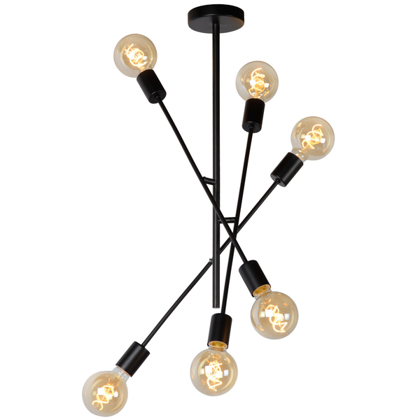 Industrialna LAMPA sufitowa LESTER 21119/06/30 Lucide metalowa OPRAWA loftowa molecular czarna
