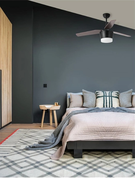 LAMPA sufitowa SEGUNDO LE42556 Luces Exclusivas drewniana OPRAWA lampowentylator LED 18W 3000K plafoniera wiatrak czarny drewno